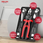 DELIXI 전기 다기능 플라이어 세트 교체 가능한 헤드 와이어 스트리퍼 케이블 클램프 압착 5 인 1