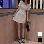 허리밴딩 여성용 A라인 스퀘어넥 원피스치마