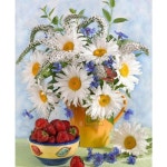 올레보 액자 캔버스형보석십자수 Diy세트 라운드 비즈 핫 제품 꽃 30 X 40 cm 1세트 올레보 데이지 G1424