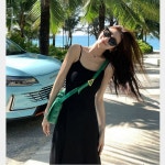 휴양지룩 끈나시 페미닌룩 맥시A라인 롱원피스 치마