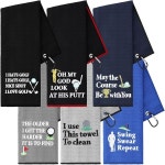 6pcs 퍼니 골프타월 자수 골프볼타월 스윙욕 반복 골프백타월 클립액세서리 팬용 선물 남자 Men