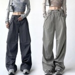 여성 스타일 와이드 스트링 스트릿 밴딩 팬츠