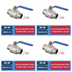 1 8 1 4 3 8 1 2 3 4 1 BSPT 동등한 포트 2P 볼 밸브 304 스테인레스 스틸 물 가스 오일 1Pcs