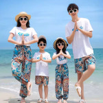 여름 해변 패밀리룩 휴양지 가족 커플룩 모녀 티셔츠 바지세트 남아 100