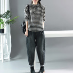 코코에보니 프릴카라체크블라우스 BL-510