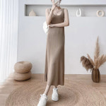 슬림 골지 민소매 롱 원피스 여름 니트 나시원피스