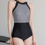 여성 모던 시크한 하운드패턴 원피스 수영복