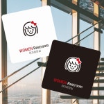 WOMEN Restroom3 부착형 정사각 소형안내판