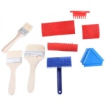 우드그레이닝툴 9Pcs 가짜 나뭇결 롤러 페인트 브러시 고무 Graining 도구 나무 질감 패턴 그림