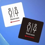 Restroom 좌측1 부착형 정사각 소형안내판