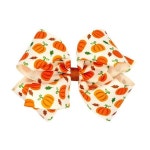 Wee Ones 여아용 하베스트 테마 호박 프린트 그로그랭 헤어 리본 Pmk Wht 킹