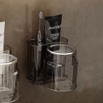 치약 칫솔 꽂이 면도기 거치대 양치컵 세트 투명gray