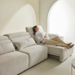 까르엠가구 4인용 타이보텍스 모션 리클라이너 슬라이딩 우퍼형 패브릭 소파 C 223 스툴미포함