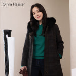 올리비아하슬러 올리비아하슬러 DP01 후드 체크 코트 알파카 fox 퍼 OHBWCT205 S9353436