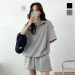 여성 반집업 루즈핏 널널디자인 상하의 아노락 셋업