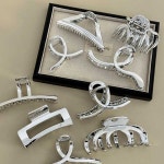 가벼운 미러 메탈 감성 올림머리 집게핀