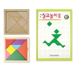 초등저학년 도형풀이 칼라 원목 칠교퍼즐 2단계 교재세트 돌봄교실 유아동 만들기 1개