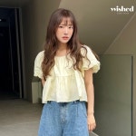 스퀘어넥 뒷 트임 포인트 블라우스 WIAABL190