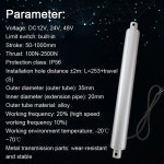 모터 선형 12V 50 관형 토크 100N 액추에이터 24V 미니 스트로크 2500N