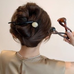 여성 3컬러 트위스트 마블패턴 서클 클립핀 헤어핀