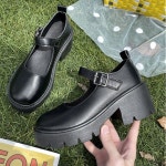 여성 2가지 스타일 통굽힐 통굽구두 펌프스 유광 무광 블랙TC