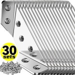 범용 가구 코너 커넥터 캐비닛 각도 선반 지원을위한 스테인레스 스틸 브래킷 나사가있는 고정 버팀대 키트 1 Set