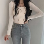 사무실가디건 여성 크롭 니트가디건 손목시보리 골드단추 슬림핏