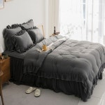 챠밍홈 엔틱 레이스 차렵이불2종 베개세트 패드 S Q 싱글 차렵이불 베개커버1장세트 퓨어 차콜