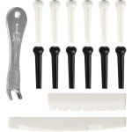 어쿠스틱 브리지 핀 12pcs 페그 1pc 풀러 리무버 교체 부품이 포함된 새들 너트 2세트