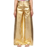 GANNI 가니 골드톤 포일 와이드 데님 진 J1481 TP839455076