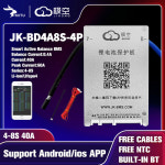 60V 48V 7S 리튬 Lto 72V 4S 블루투스 Jk 8S 36V 12V 이온 24V 60A BMS 배터리 스마트 40A Lifepo BD4A8S4P