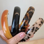 일자 자동 헤어핀 여성 빈티지 레오파드 머리핀