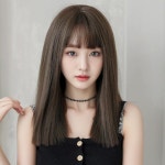 키라비 가발 여성 통가발 단발 머리 태슬컷 중단발 통가발- 쿨브라운 1개 H6139