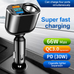 차량용 담배 라이터 어댑터 USB 고속 충전 휴대폰 충전기 아이폰 삼성 샤오미 범용 66W QC3 0 PD