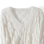 여성용 섹시한 니트웨어 상의 크로셰 할로우 스웨터 V넥 얇은 풀오버 G28 아웃 니트 긴팔