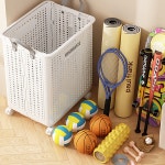 바퀴달린 접이식 세탁 빨래통 요가매트 이동 바구니