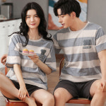 커플 썸머 단가라 커플잠옷