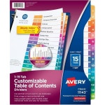 Avery 15 Tab Divider 3개 링 바인더 사용자 정의 가능한 목차 다색 탭 1세트 11143