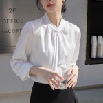 스윗트리 오피스룩 타이 셔링 블라우스 j0593