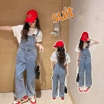 삐삐네옷가게 여아 주니어 스타일블루 멜빵바지 단품