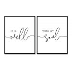 Its Well With My Soul 침실 장식 Christian Wall Art Wedding Decor Bible Verse 결혼 선물 성경 사인 거실 진입로 UNFRAM