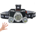 3구 센서 충전식 야외 캠핑 낚시 헤드램프 헤드랜턴