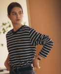 틸아이다이 틸아이다이 Bonheur stripe cotton t-shirt NavySky
