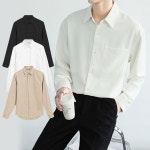 파파브로 남성 링클프리 긴팔 오버핏 셔츠 ON-SHA-QWFN0YVT