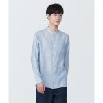 무인양품 일본 MUJI 신사 린넨 세탁 스탠드 컬러 긴팔 셔츠 - 계열 5 562186