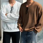 클라쓰업 스핀 남자 중골 브이넥 오버 니트지 맨투맨