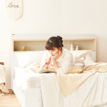 동서가구 이즈카이 편백원목 LED조명 수납 침대 프레임 SS DF921946