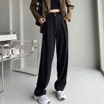 여자 슬랙스 투턱 투버튼 일자 밴딩 여성팬츠