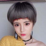 여자 짧은 머리 숏커트 가발 보브스타일 애쉬그레이 헤어