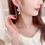 고급 지르콘 다이아 귀걸이